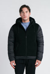 GIUBBOTTO IMBOTTITO CON CAPPUCCIO VELLUTO NERO